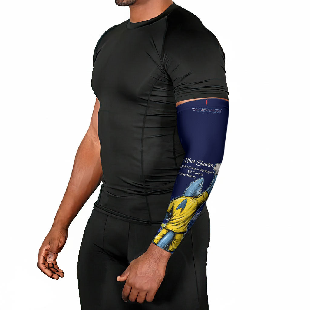Personalized Cape Verde Blue Sharks Arm Sleeves African Pride Dynamic Stadium Soccer Graphic Art