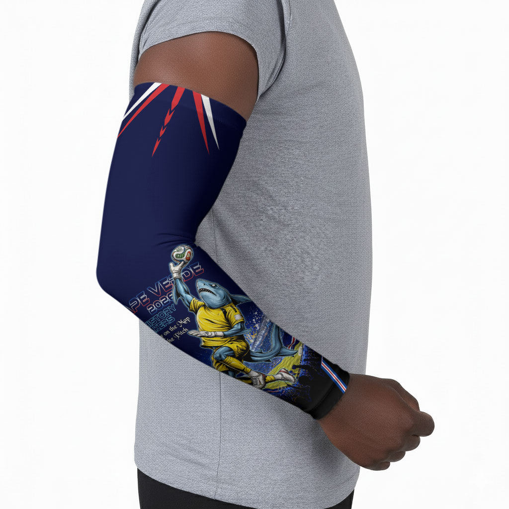Personalized Cape Verde Blue Sharks Arm Sleeves African Pride Dynamic Stadium Soccer Graphic Art