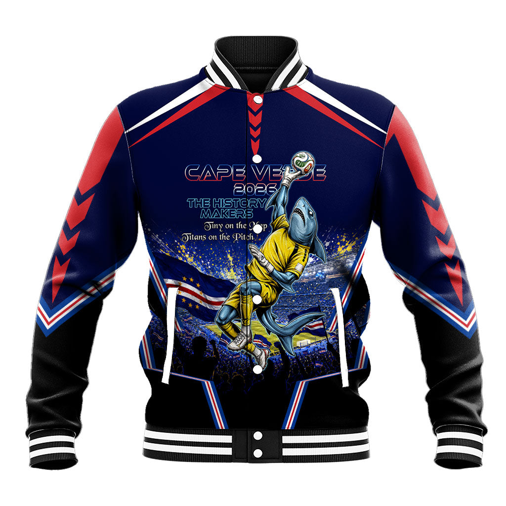Personalized Cape Verde Blue Sharks Baseball Jacket African Pride Dynamic Stadium Soccer Graphic Art