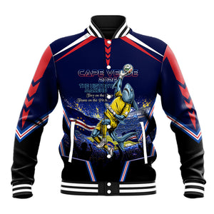 Personalized Cape Verde Blue Sharks Baseball Jacket African Pride Dynamic Stadium Soccer Graphic Art