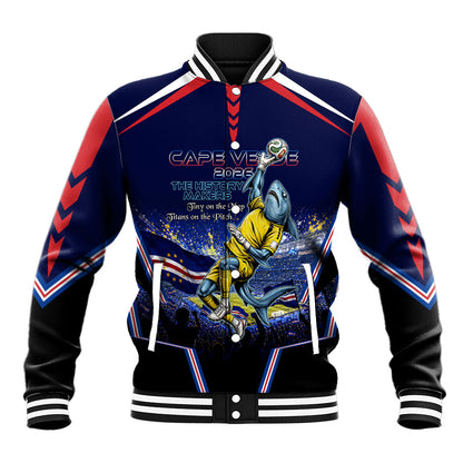Personalized Cape Verde Blue Sharks Baseball Jacket African Pride Dynamic Stadium Soccer Graphic Art