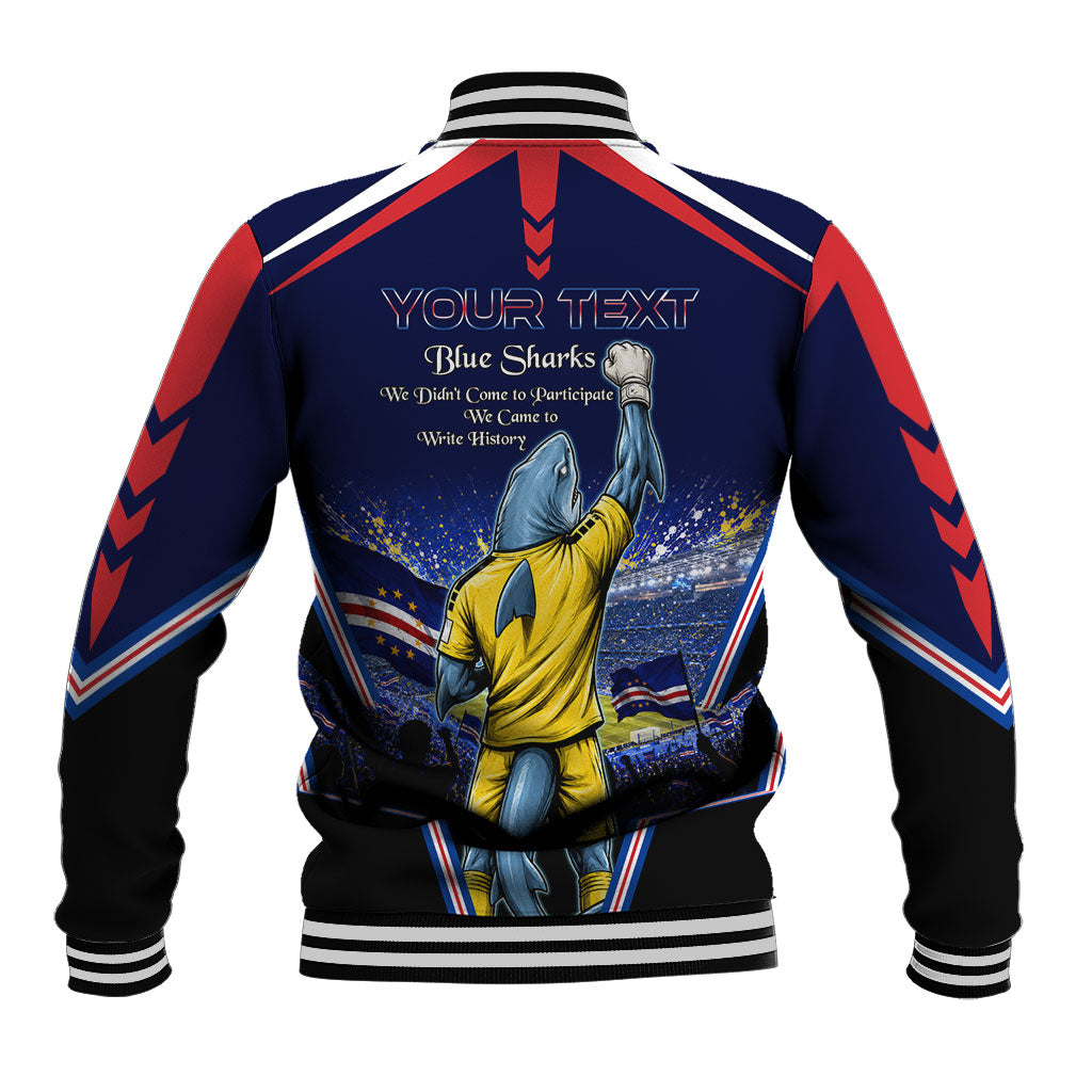 Personalized Cape Verde Blue Sharks Baseball Jacket African Pride Dynamic Stadium Soccer Graphic Art