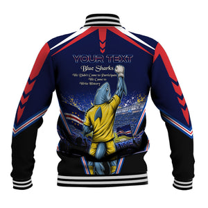 Personalized Cape Verde Blue Sharks Baseball Jacket African Pride Dynamic Stadium Soccer Graphic Art