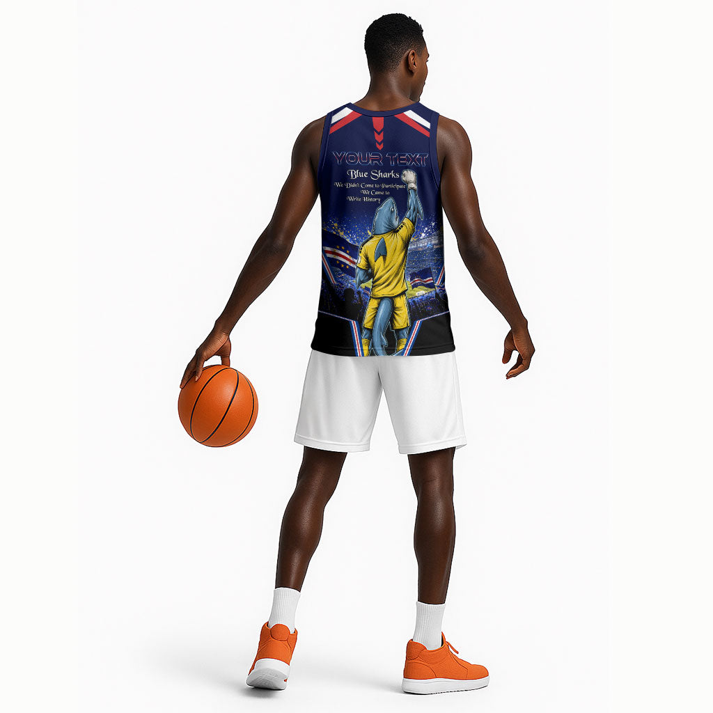 Personalized Cape Verde Blue Sharks Basketball Jersey African Pride Dynamic Stadium Soccer Graphic Art
