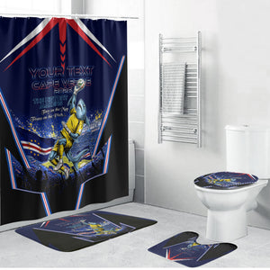 Personalized Cape Verde Blue Sharks Bathroom Set African Pride Dynamic Stadium Soccer Graphic Art