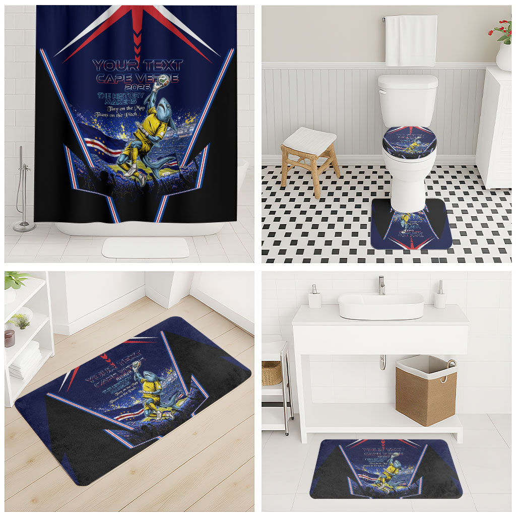 Personalized Cape Verde Blue Sharks Bathroom Set African Pride Dynamic Stadium Soccer Graphic Art