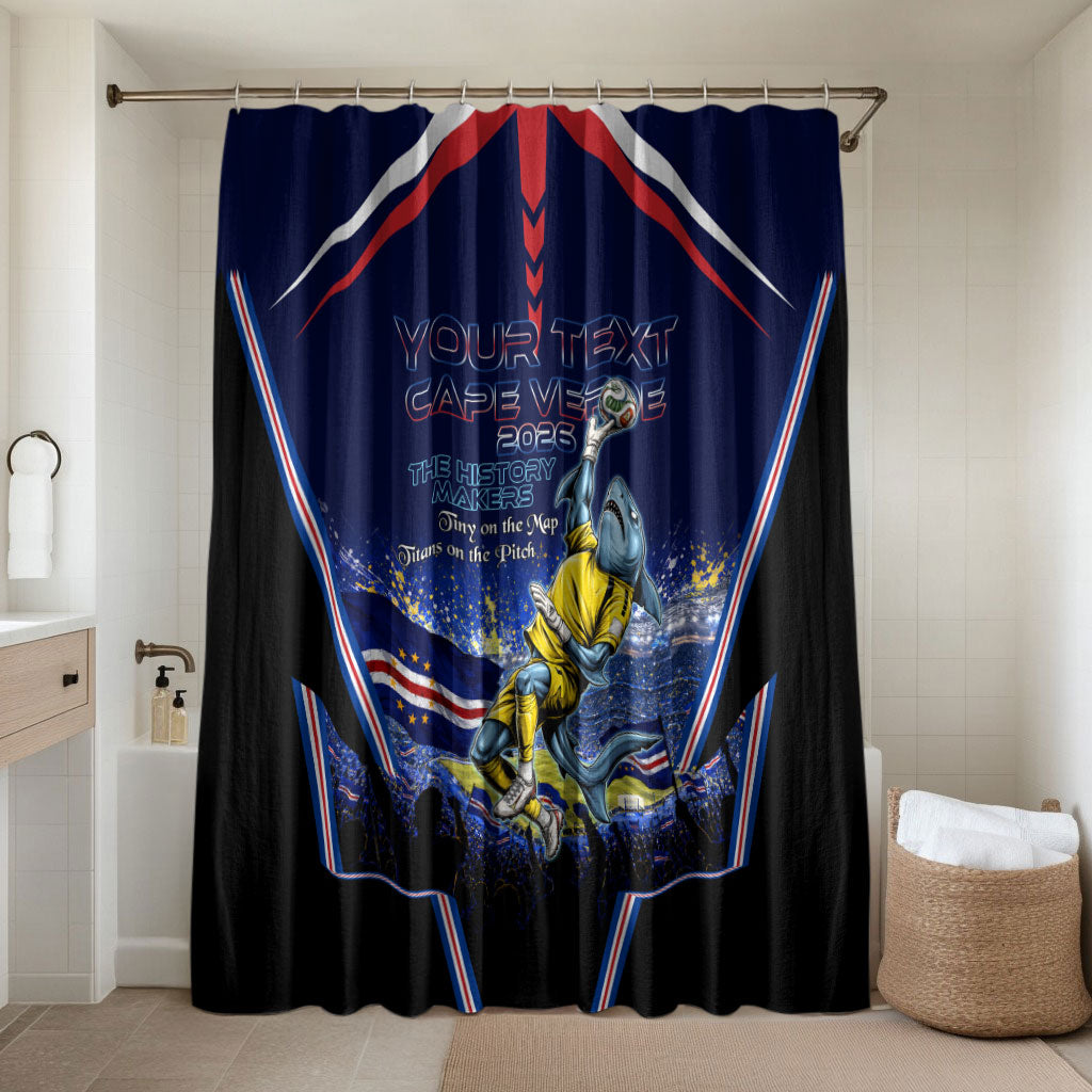Personalized Cape Verde Blue Sharks Bathroom Set African Pride Dynamic Stadium Soccer Graphic Art