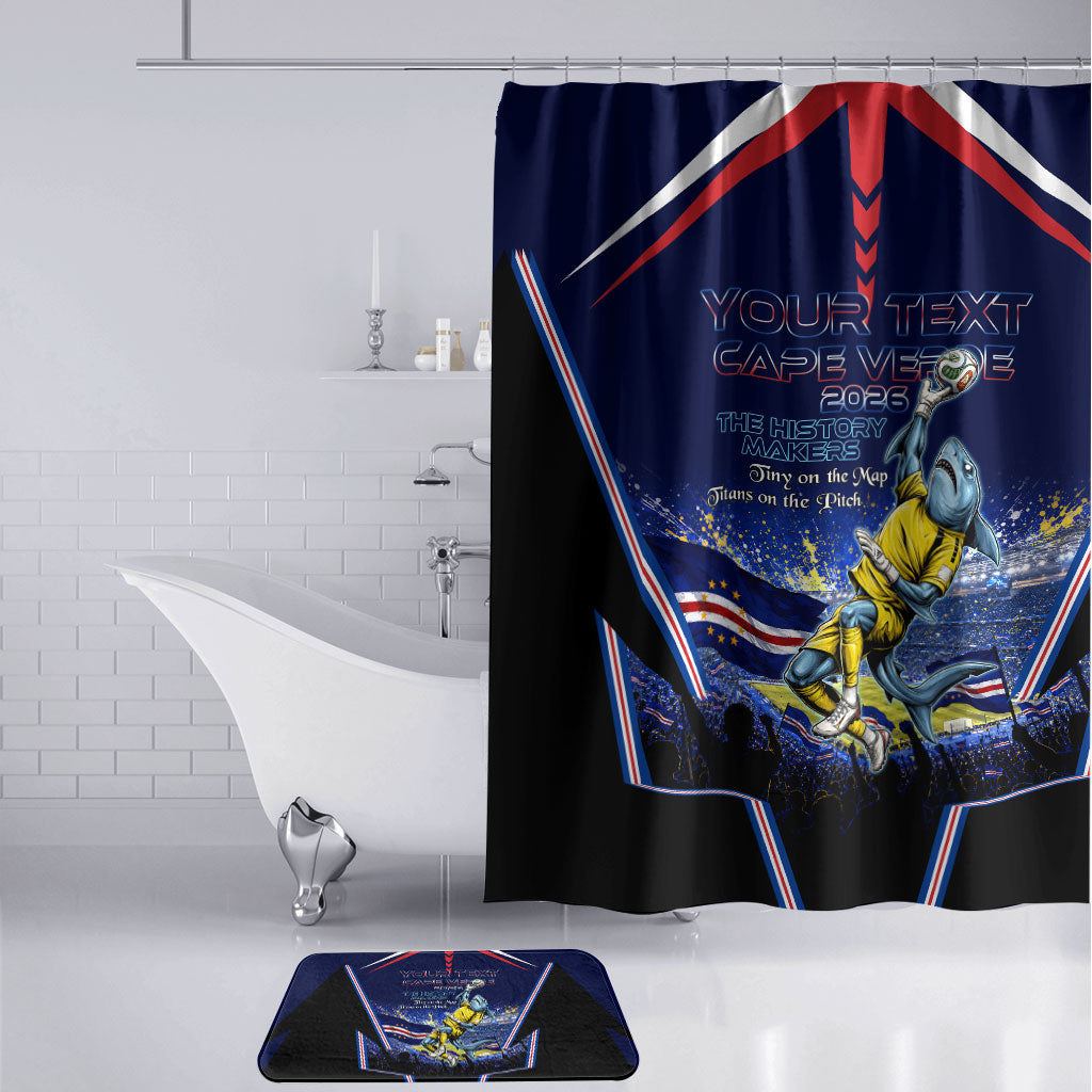 Personalized Cape Verde Blue Sharks Bathroom Set African Pride Dynamic Stadium Soccer Graphic Art