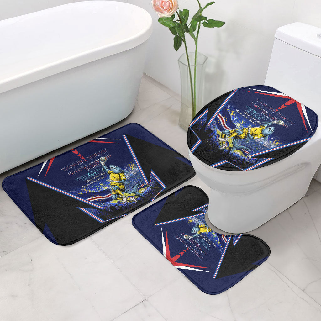 Personalized Cape Verde Blue Sharks Bathroom Set African Pride Dynamic Stadium Soccer Graphic Art