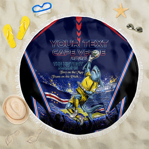 Personalized Cape Verde Blue Sharks Beach Blanket African Pride Dynamic Stadium Soccer Graphic Art