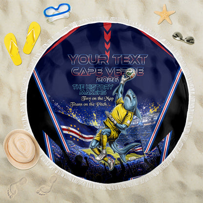 Personalized Cape Verde Blue Sharks Beach Blanket African Pride Dynamic Stadium Soccer Graphic Art