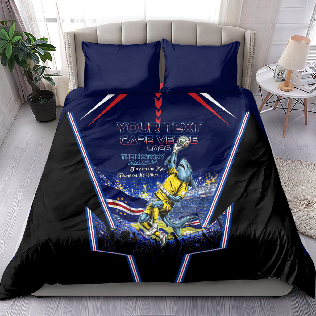 Personalized Cape Verde Blue Sharks Bedding Set African Pride Dynamic Stadium Soccer Graphic Art