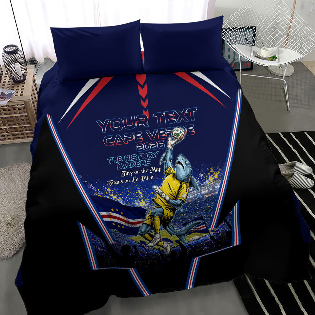 Personalized Cape Verde Blue Sharks Bedding Set African Pride Dynamic Stadium Soccer Graphic Art