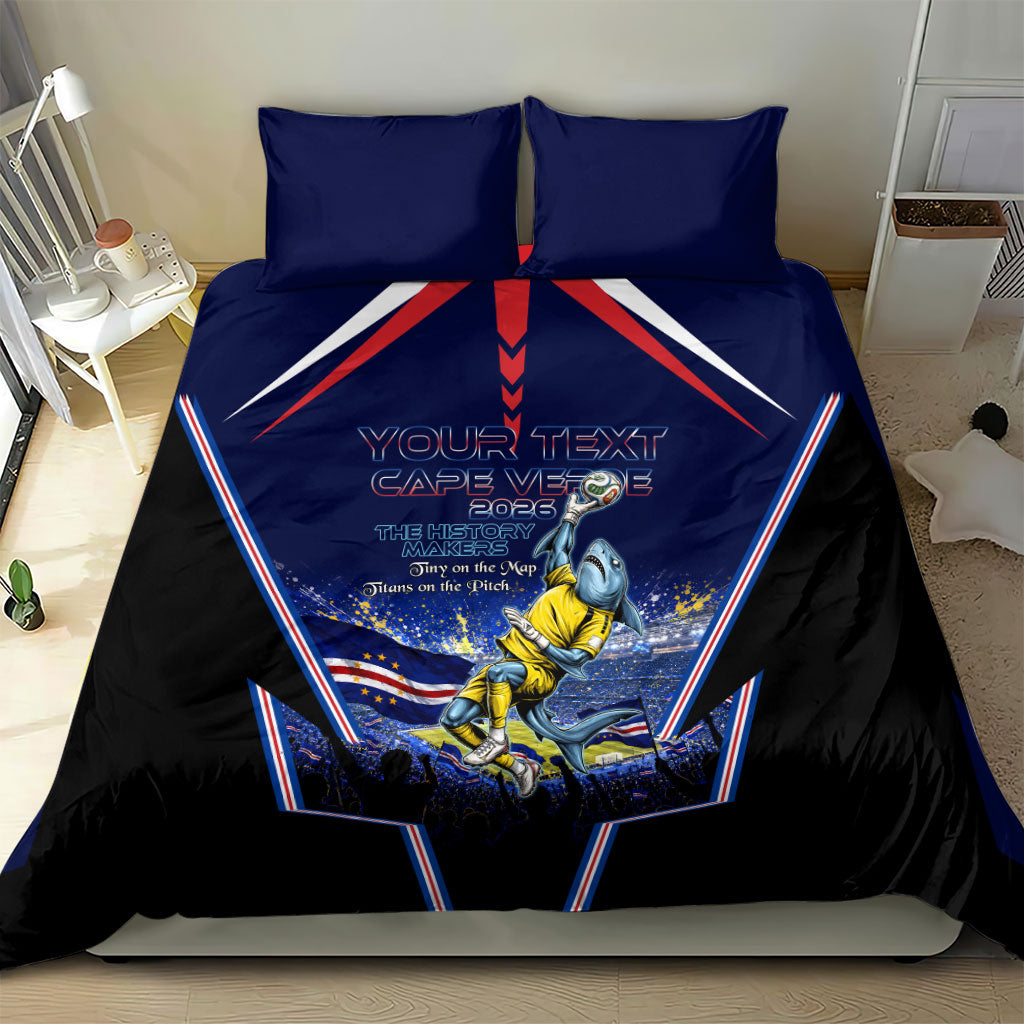Personalized Cape Verde Blue Sharks Bedding Set African Pride Dynamic Stadium Soccer Graphic Art