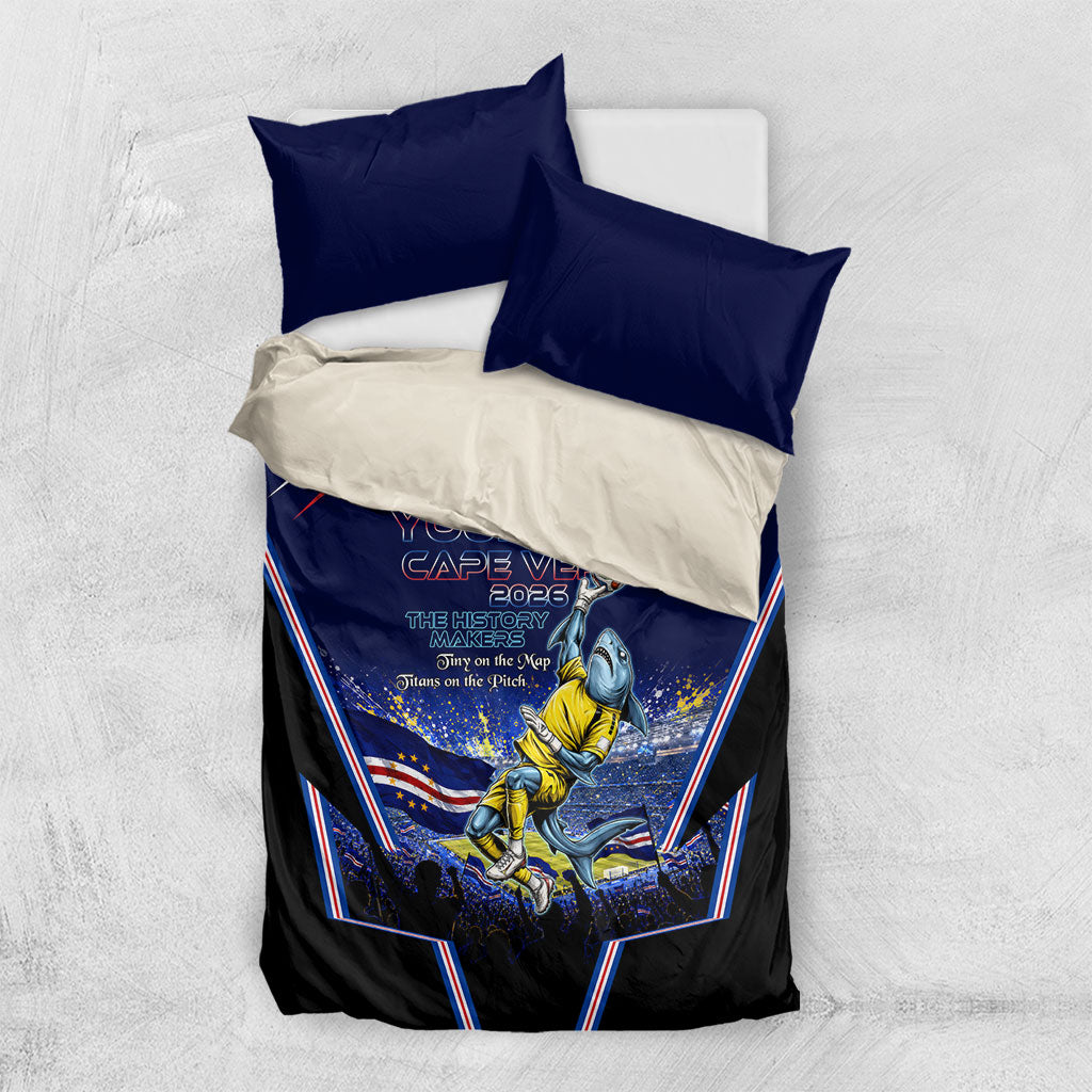 Personalized Cape Verde Blue Sharks Bedding Set African Pride Dynamic Stadium Soccer Graphic Art