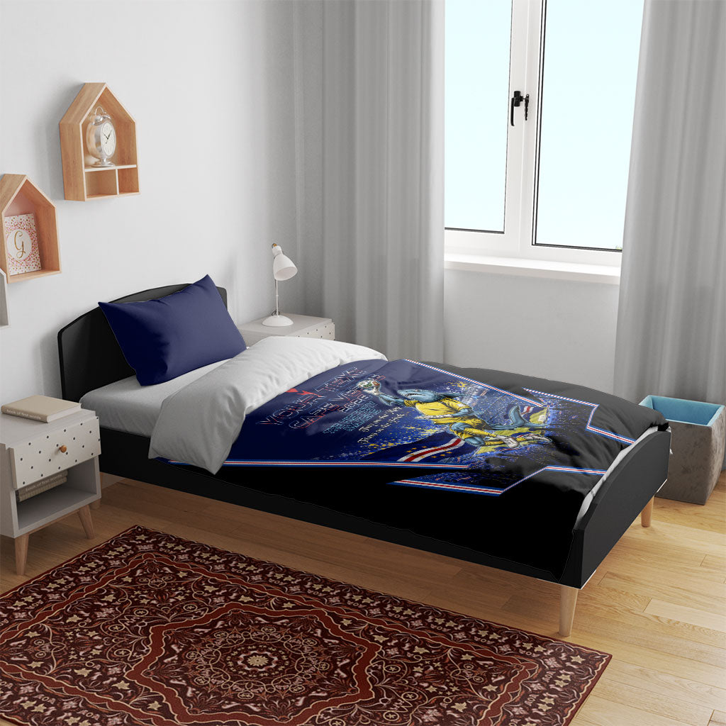 Personalized Cape Verde Blue Sharks Bedding Set African Pride Dynamic Stadium Soccer Graphic Art