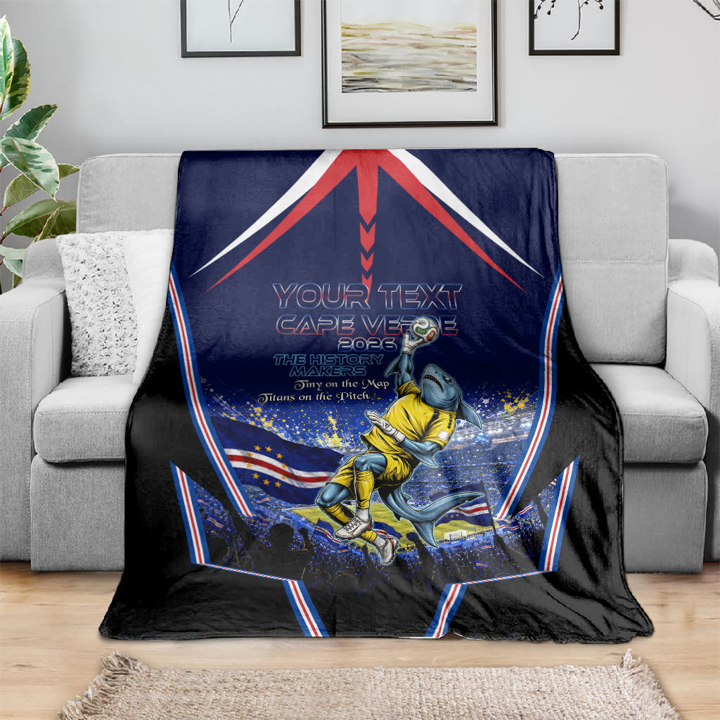 Personalized Cape Verde Blue Sharks Blanket African Pride Dynamic Stadium Soccer Graphic Art