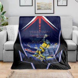 Personalized Cape Verde Blue Sharks Blanket African Pride Dynamic Stadium Soccer Graphic Art
