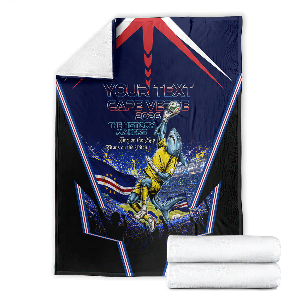 Personalized Cape Verde Blue Sharks Blanket African Pride Dynamic Stadium Soccer Graphic Art