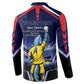 Personalized Cape Verde Blue Sharks Button Sweatshirt African Pride Dynamic Stadium Soccer Graphic Art