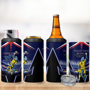 Personalized Cape Verde Blue Sharks 4 in 1 Can Cooler Tumbler African Pride Dynamic Stadium Soccer Graphic Art