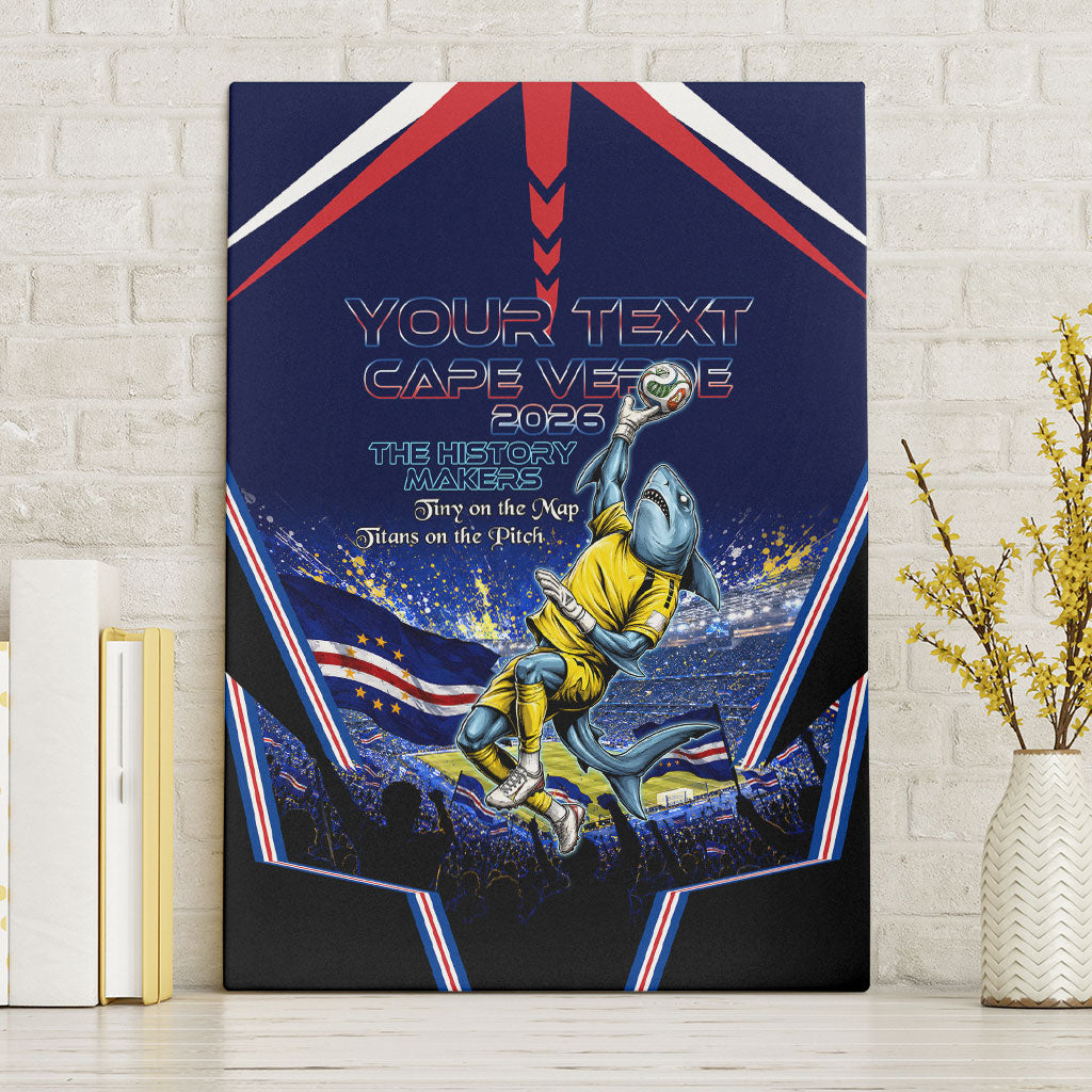 Personalized Cape Verde Blue Sharks Canvas Wall Art African Pride Dynamic Stadium Soccer Graphic Art