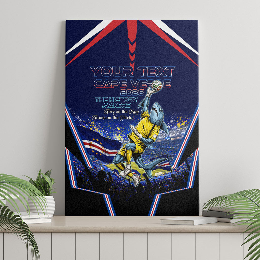 Personalized Cape Verde Blue Sharks Canvas Wall Art African Pride Dynamic Stadium Soccer Graphic Art