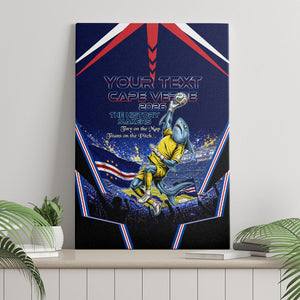Personalized Cape Verde Blue Sharks Canvas Wall Art African Pride Dynamic Stadium Soccer Graphic Art