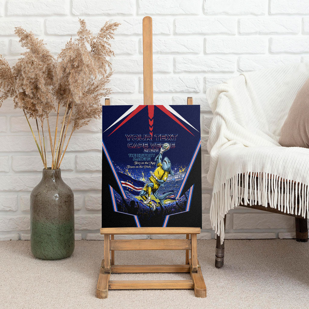 Personalized Cape Verde Blue Sharks Canvas Wall Art African Pride Dynamic Stadium Soccer Graphic Art