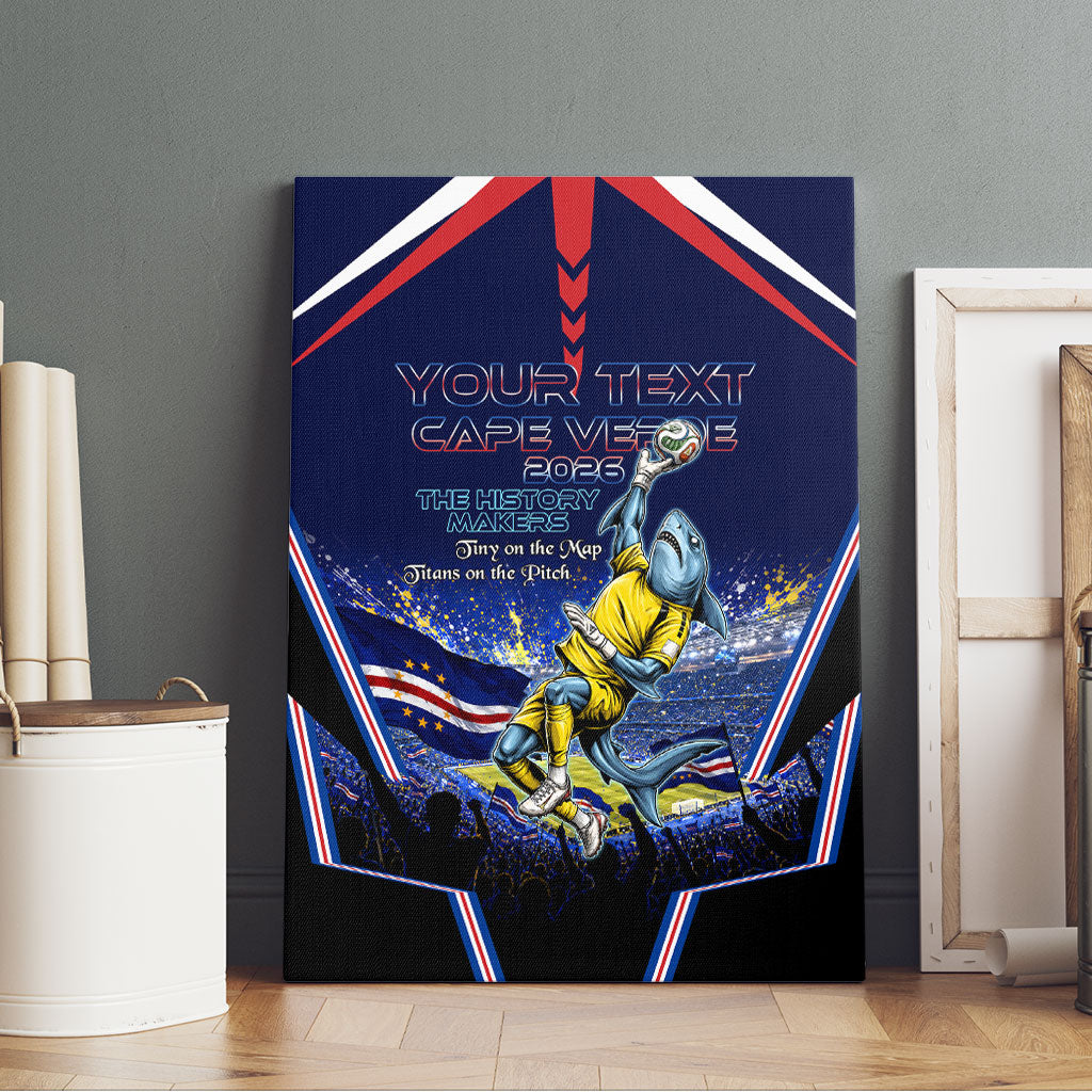 Personalized Cape Verde Blue Sharks Canvas Wall Art African Pride Dynamic Stadium Soccer Graphic Art