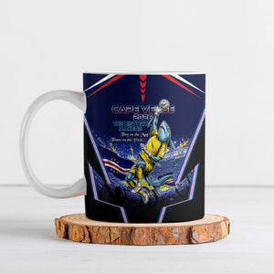 Personalized Cape Verde Blue Sharks Ceramic Mug African Pride Dynamic Stadium Soccer Graphic Art
