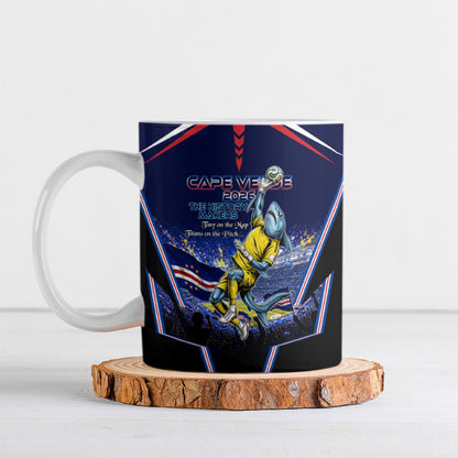 Personalized Cape Verde Blue Sharks Ceramic Mug African Pride Dynamic Stadium Soccer Graphic Art