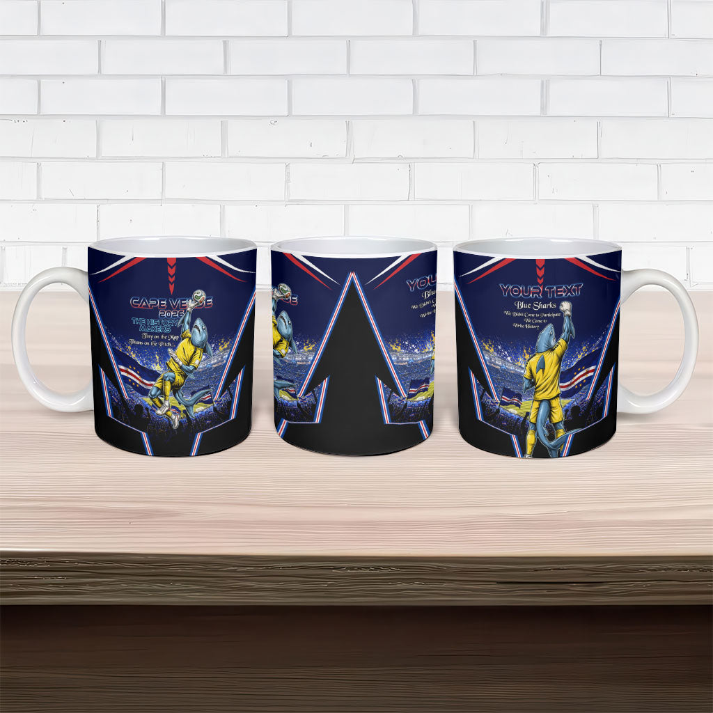 Personalized Cape Verde Blue Sharks Ceramic Mug African Pride Dynamic Stadium Soccer Graphic Art
