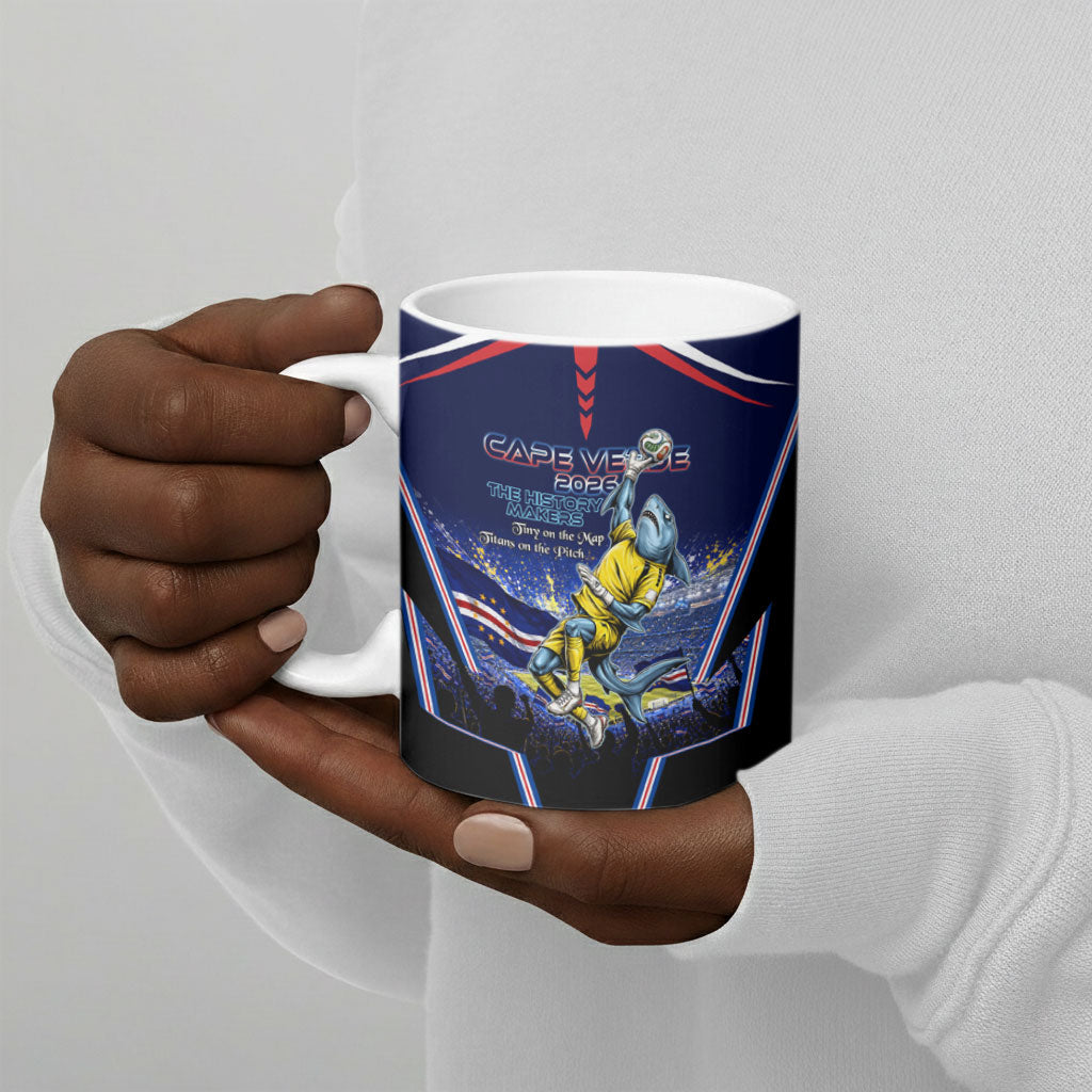 Personalized Cape Verde Blue Sharks Ceramic Mug African Pride Dynamic Stadium Soccer Graphic Art
