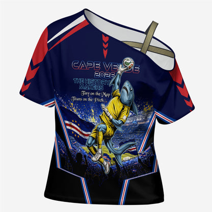 Personalized Cape Verde Blue Sharks Cross Shoulder Shirt African Pride Dynamic Stadium Soccer Graphic Art