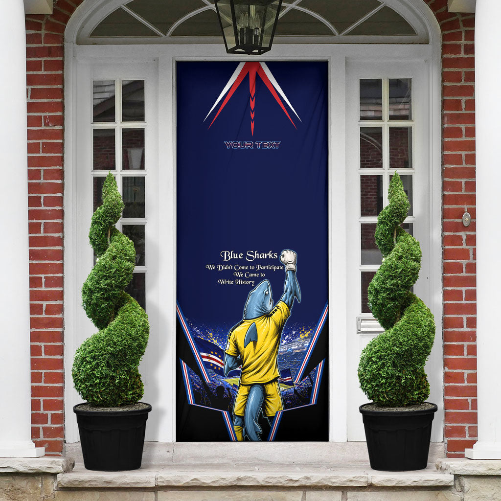 Personalized Cape Verde Blue Sharks Door Cover African Pride Dynamic Stadium Soccer Graphic Art