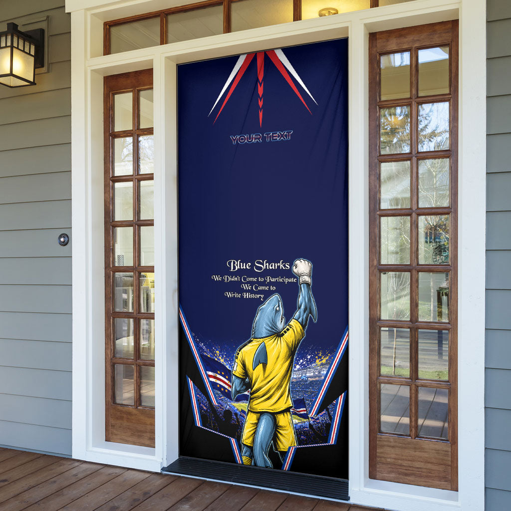 Personalized Cape Verde Blue Sharks Door Cover African Pride Dynamic Stadium Soccer Graphic Art