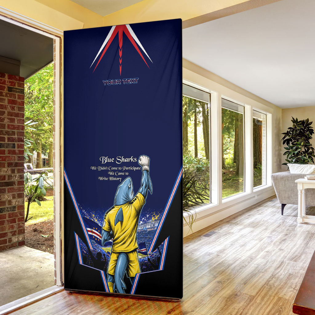 Personalized Cape Verde Blue Sharks Door Cover African Pride Dynamic Stadium Soccer Graphic Art