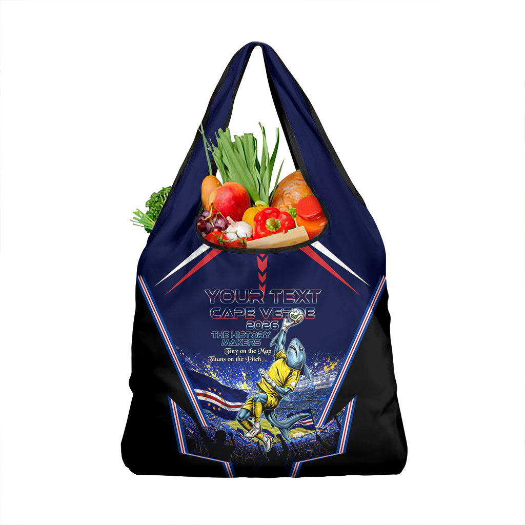 Personalized Cape Verde Blue Sharks Grocery Bag African Pride Dynamic Stadium Soccer Graphic Art