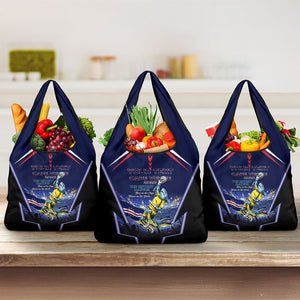Personalized Cape Verde Blue Sharks Grocery Bag African Pride Dynamic Stadium Soccer Graphic Art