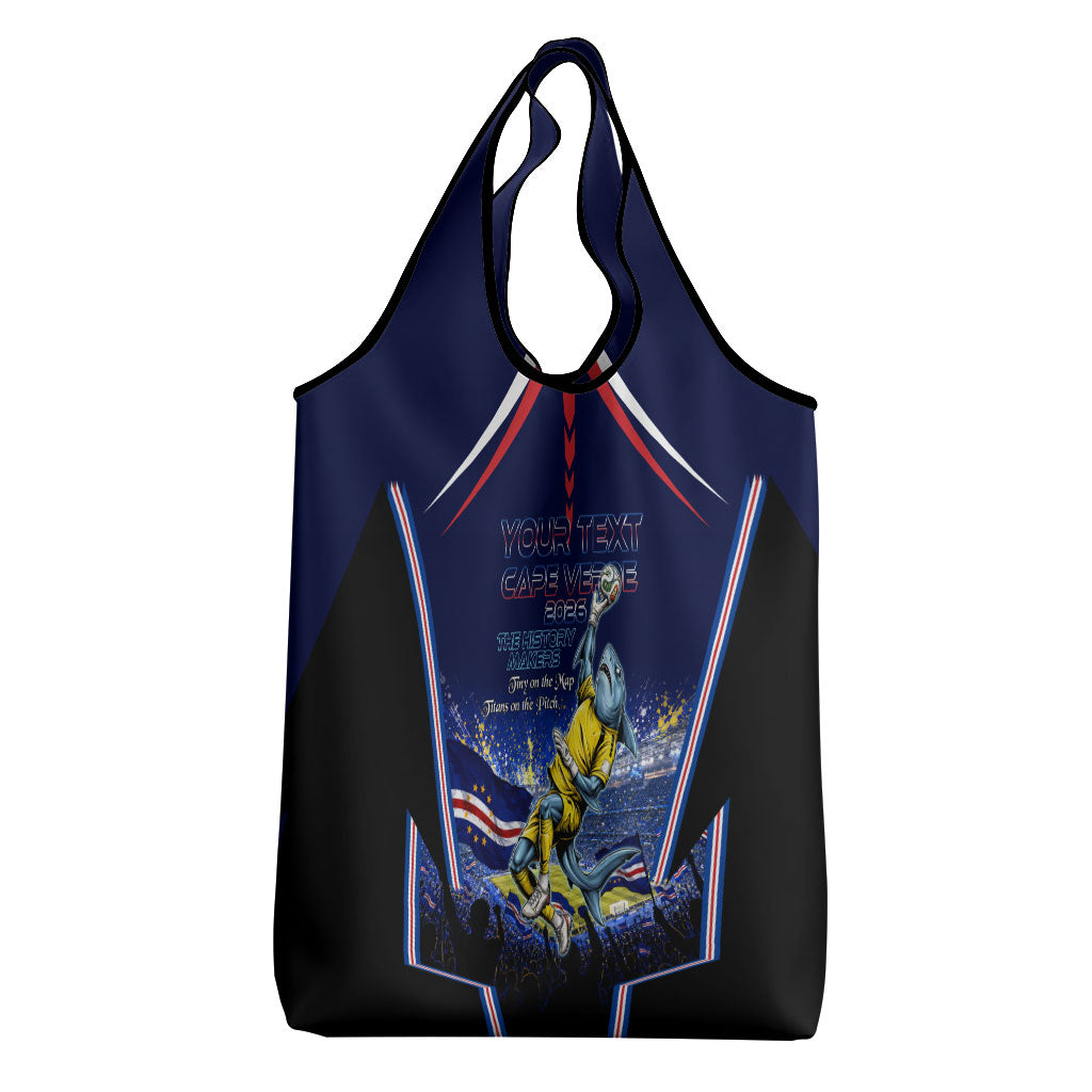 Personalized Cape Verde Blue Sharks Grocery Bag African Pride Dynamic Stadium Soccer Graphic Art