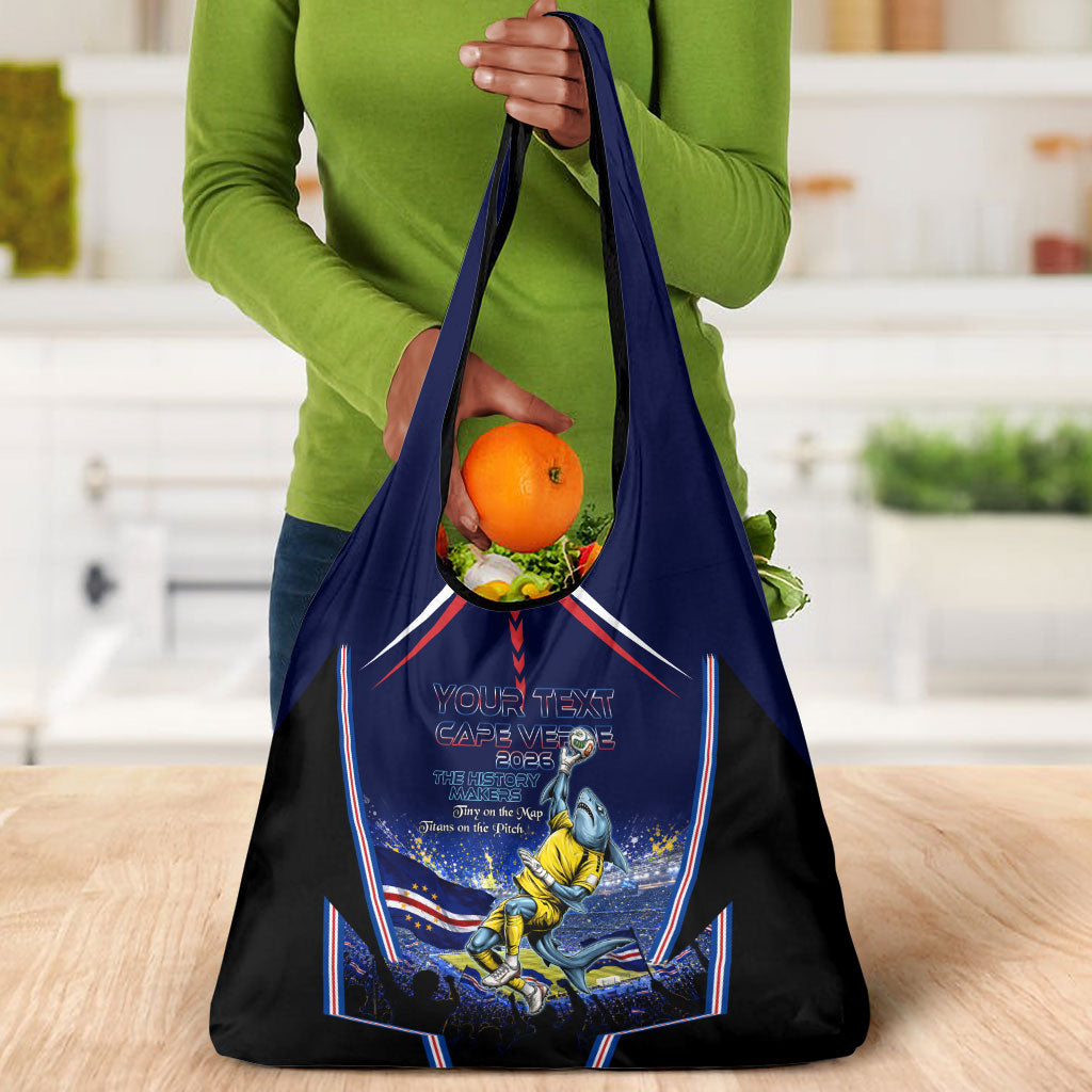 Personalized Cape Verde Blue Sharks Grocery Bag African Pride Dynamic Stadium Soccer Graphic Art