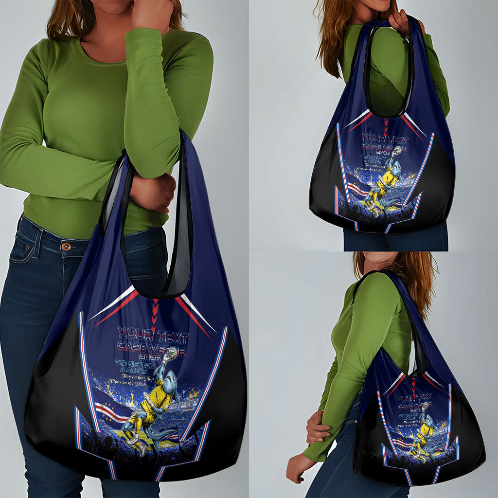 Personalized Cape Verde Blue Sharks Grocery Bag African Pride Dynamic Stadium Soccer Graphic Art