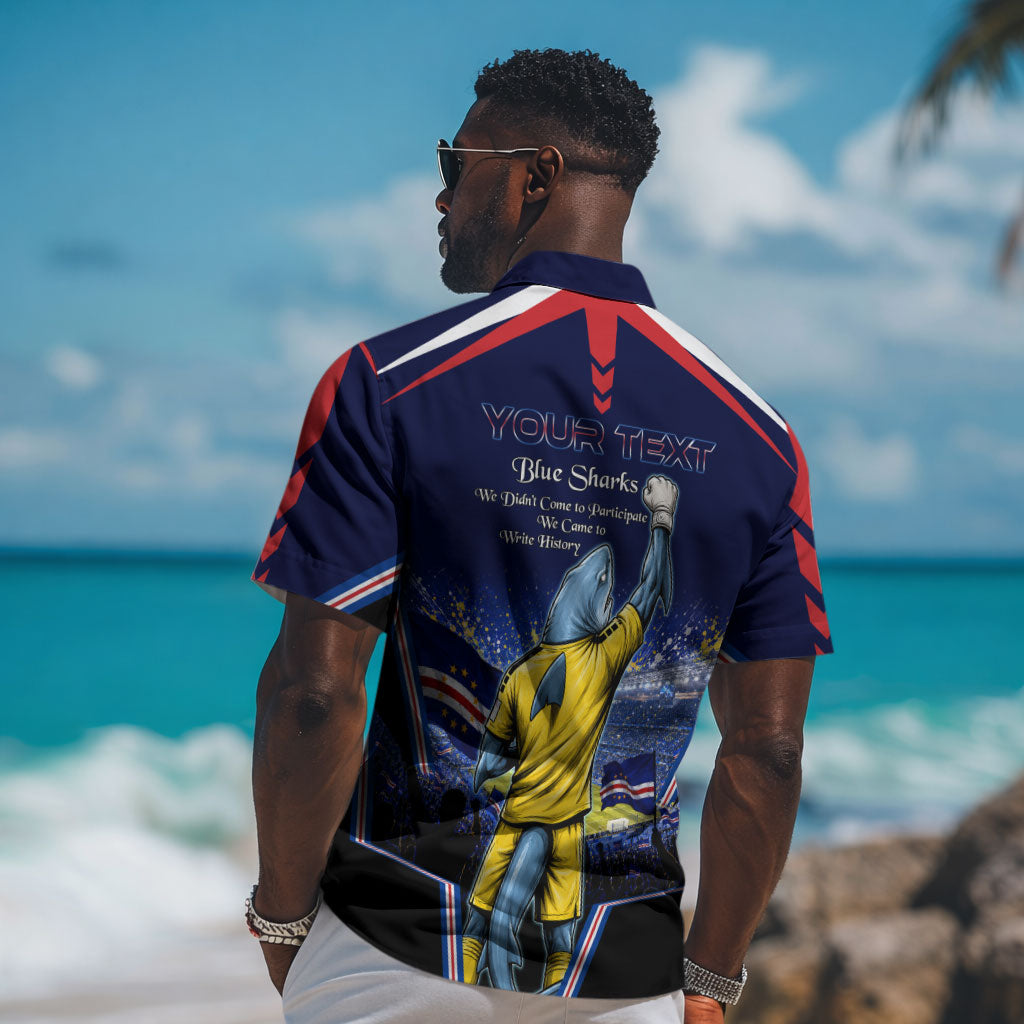 Personalized Cape Verde Blue Sharks Hawaiian Shirt African Pride Dynamic Stadium Soccer Graphic Art