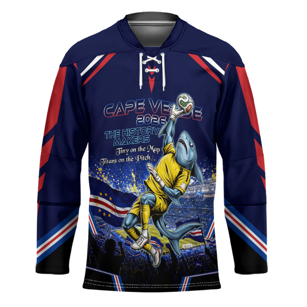 Personalized Cape Verde Blue Sharks Hockey Jersey African Pride Dynamic Stadium Soccer Graphic Art