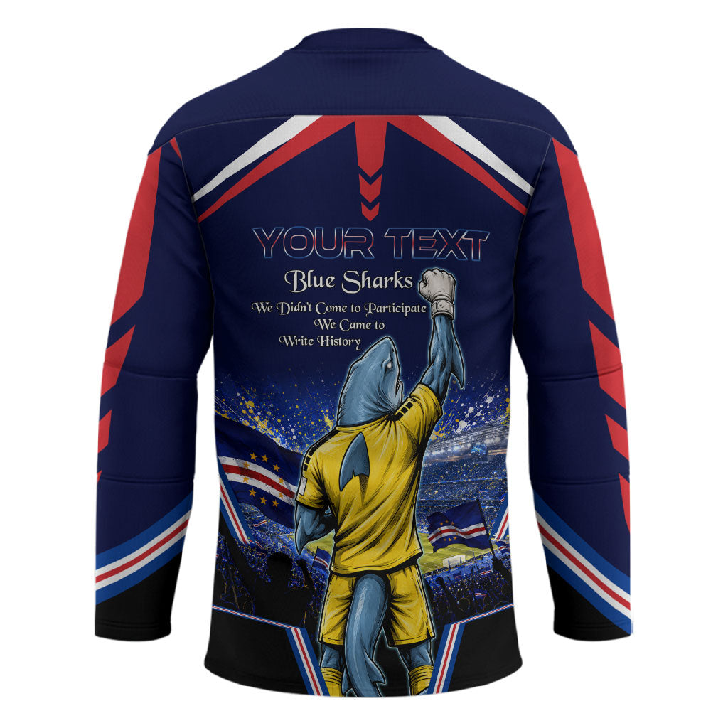 Personalized Cape Verde Blue Sharks Hockey Jersey African Pride Dynamic Stadium Soccer Graphic Art