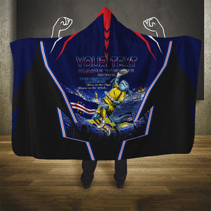 Personalized Cape Verde Blue Sharks Hooded Blanket African Pride Dynamic Stadium Soccer Graphic Art
