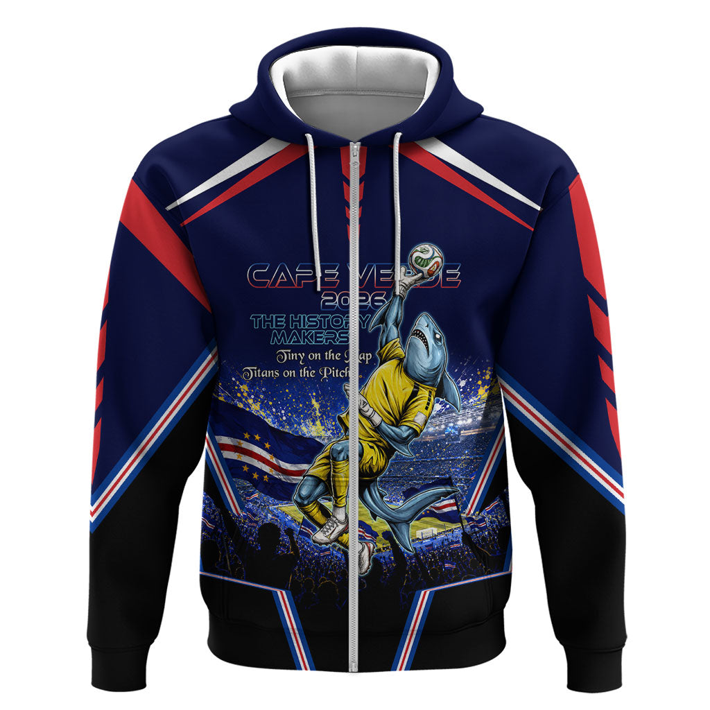 Personalized Cape Verde Blue Sharks Hoodie African Pride Dynamic Stadium Soccer Graphic Art