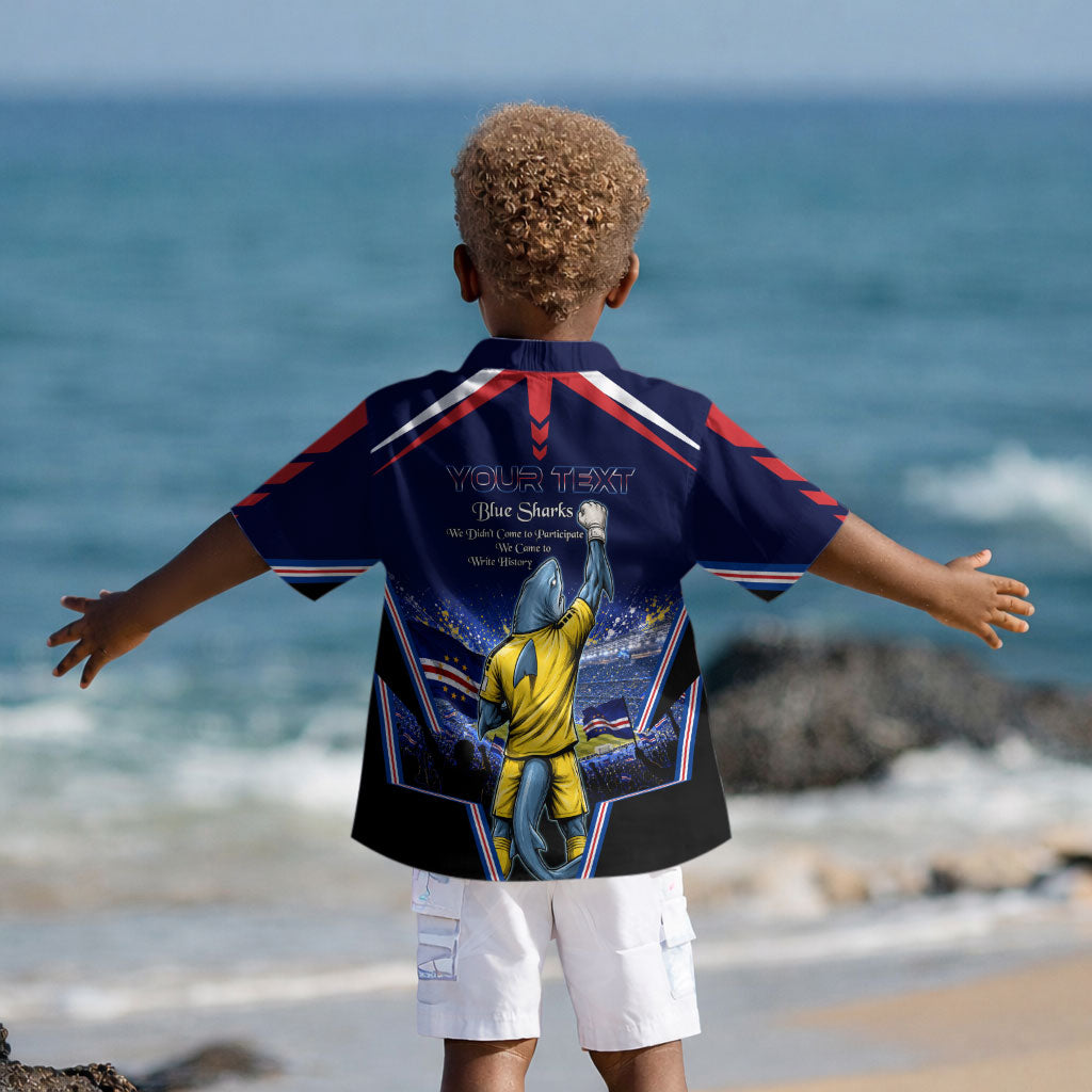 Personalized Cape Verde Blue Sharks Kid Hawaiian Shirt African Pride Dynamic Stadium Soccer Graphic Art