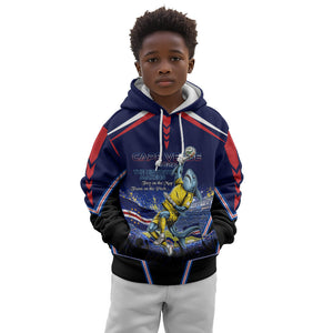 Personalized Cape Verde Blue Sharks Kid Hoodie African Pride Dynamic Stadium Soccer Graphic Art